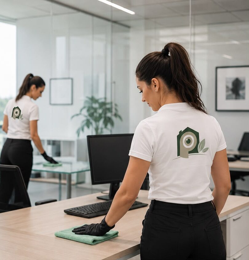 Mitarbeiterinnen von Prima Vista bei der professionellen Büroreinigung